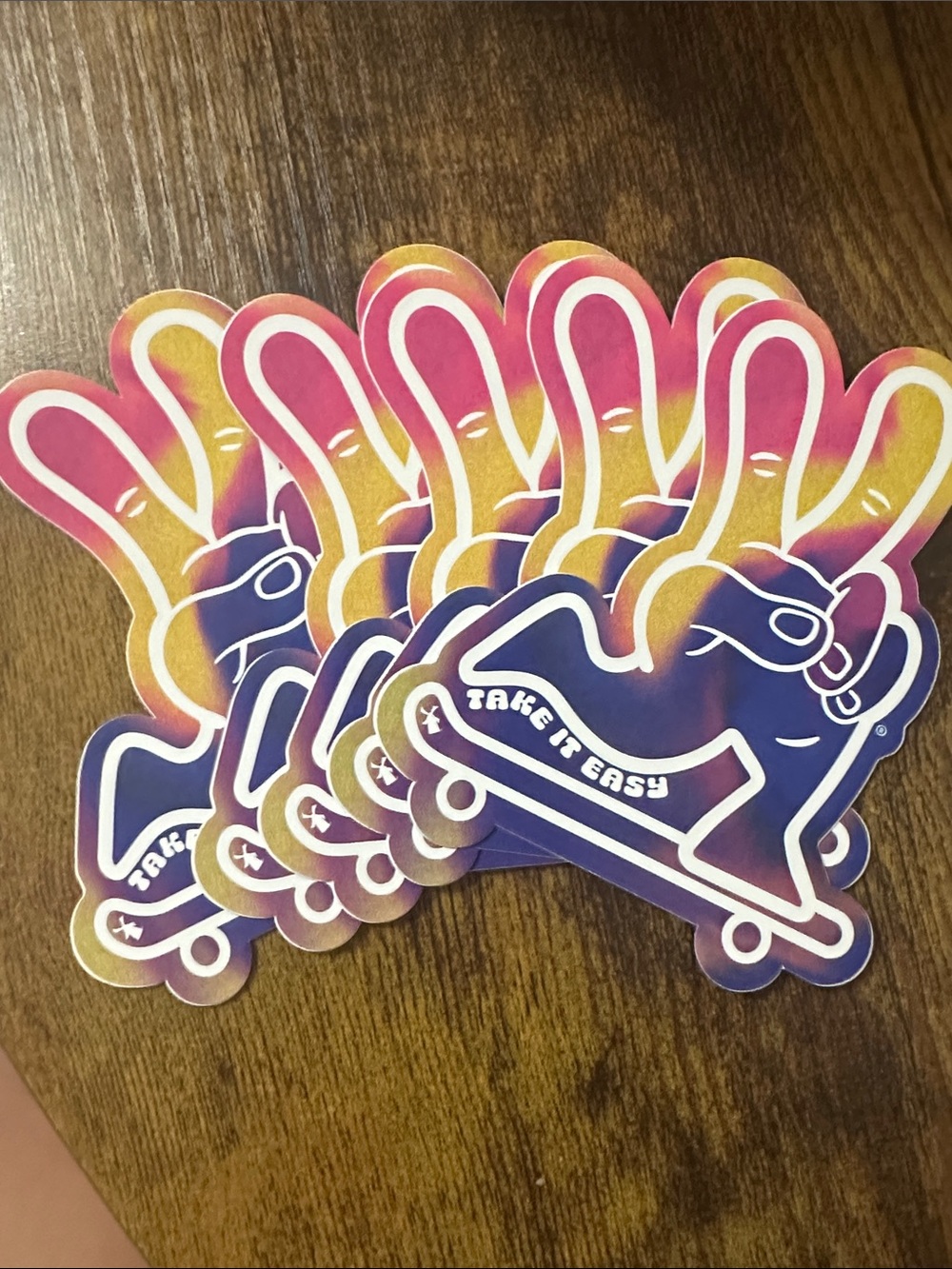 Dutch Bros Pink Yellow Purple 'Take It Easy' Skate Bunny Sticker